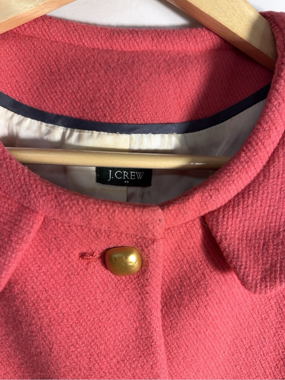 J. Crew Coral Pink Four-Pocket Button Pea Coat - Picture 2 of 8